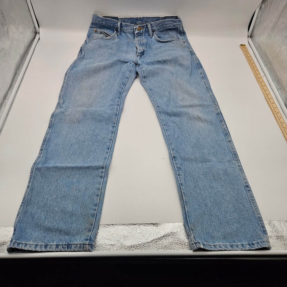 Wrangler Mens Regular Fit Straight Leg Light Wash Denim Jeans 34x32 96501SL Blue